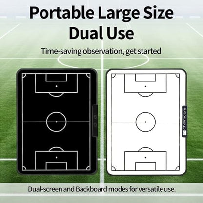 16“Double Side LCD Coaching Board Football Tactics Board | Double Side Use,One-Touch Erase Lock,Includes Stylus Pen,9.4 inch x 13.4 inch screen