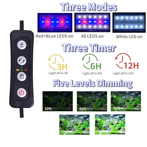 10W Clip-On Aquarium Light - White/Blue/Red,5 Brightness Levels,Timer (3/6/12H) - size: 10w