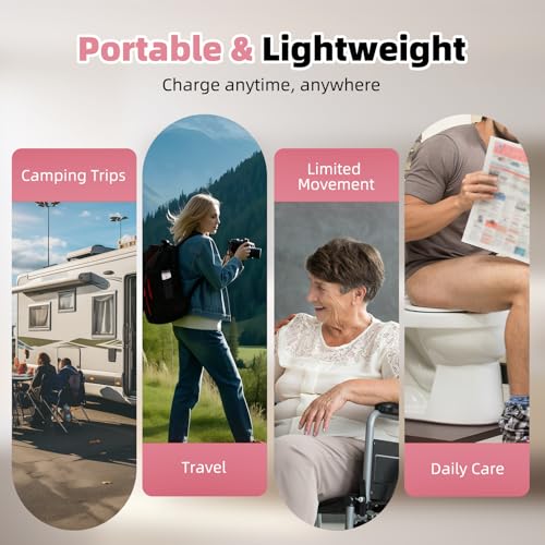 Hibbent Portable Bidet for Travel, High Pressure Handheld Electric Sprayer, Rechargeable Travel Bidet for Women & Men, Personal Hygiene Cleaning, Soothing Postpartum Care, Pink - color: Pink