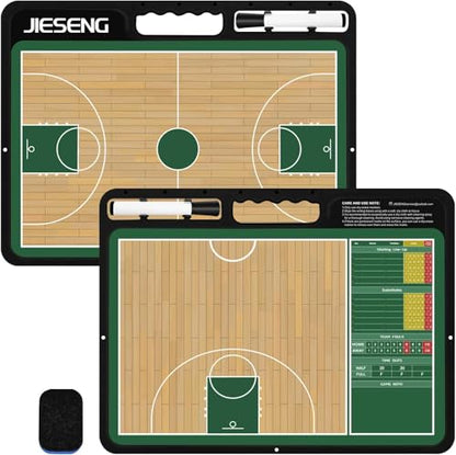 Basketball Dry Erase Coach Board for Coach Tactics,Lineup Board with Marker | Double Sides (Full/Half court),Easy to erase,Portable and Lightweight,Waterproof/Sweatproof,Quick-Wipe,Durable