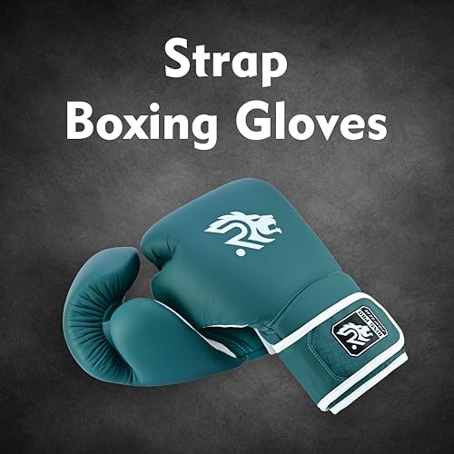 Ring Pro Leather Boxing Gloves with Strap – Premium for Training, Sparring, MMA, Kickboxing, Muay Thai (Unisex) - color: Green, size: 12 oz