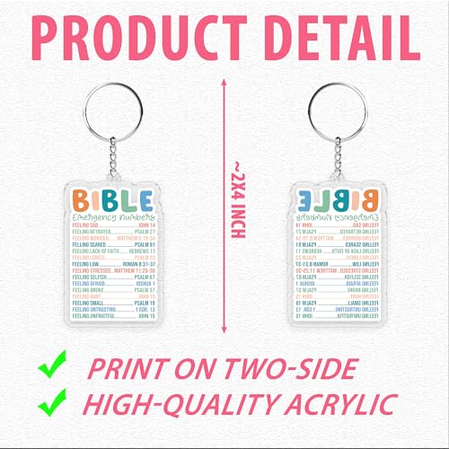 Bible Emergency Numbers Keychains 2 Inches Funny Christian Religious Bible Verse, Keychain for Keys, Handbags, Backpacks, Suitcases, Keyrings, Acrylic Material DIY Accessories Gifts for Friends Mom