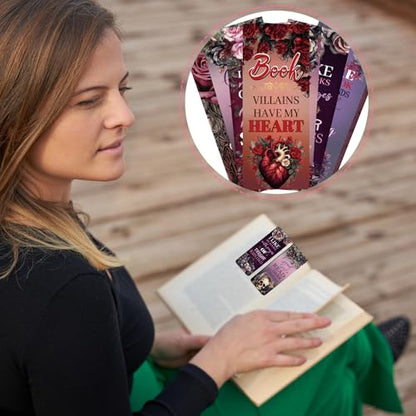 Dark Romance Magnetic Bookmarks Gifts - Wxiben 30 Pcs Romance Merch Magnet Book Page Markers Skull Roses Bookmark Clips Gift for Home Book Lovers Students Teacher School Reading Office Supplies - style: Dark Romance