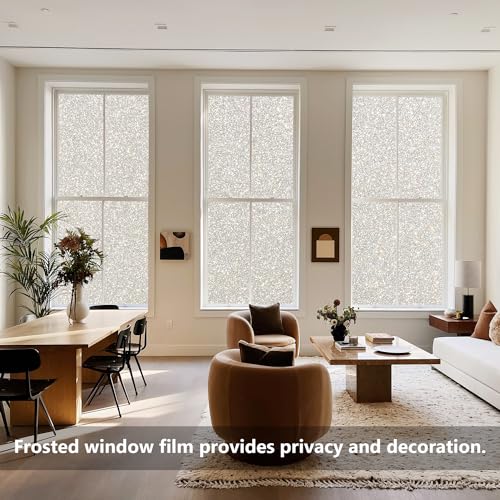 NINETREX Window Privacy Film,Frosted Glass Window Stickers,No Glue Vinyl Static Cling Anti-UV Removable for Home Living Room Bedroom,Crystal 17.5 x 78.7 inches - color: ['Crystal'], size: 17.5" x 78.7" (44.5 x 200 cm)