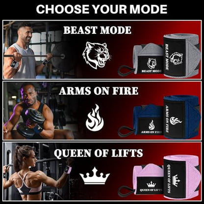 TECEUM Weightlifting 18" & 12" Wrist Wraps with Thumb Loop – Heavy Duty Wrist Workout Braces for Men and Women – Ideal for Powerlifting, Strength Training, Bodybuilding - color: Pink, style: 12" – Arms on Fire
