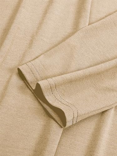 WSPLYSPJY Women High Neck Abaya Muslim Dress Solid Color Prayer Robe - color: Light Khaki, size: Medium