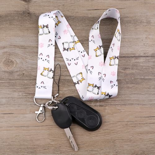Cats Lanyard Badge Holder Retractable Clip, Vertical ID Card Protector & Badge Reel with Belt Clip Cute Design for Girls Kids Women - color: Cute Cat