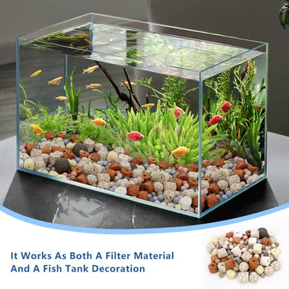 Bio Aquarium Filter Media, Bio Ceramic Ring Balls Media Set for Aquarium Filter, Pond and Fish Tank (500g, 1.1lb)