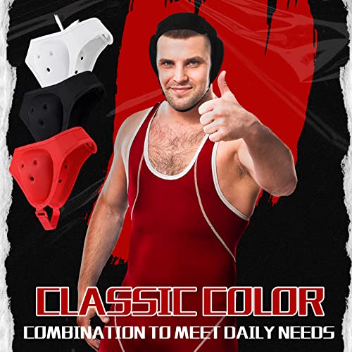 Hoteam 3 Pcs Wrestling Soft Ear Guard Grappling Headgear Kids Wrestling Gear Protective Headgear for Kids Youth Adults Boys Girls MMA BJJ Jiu Jitsu, 3 Colors