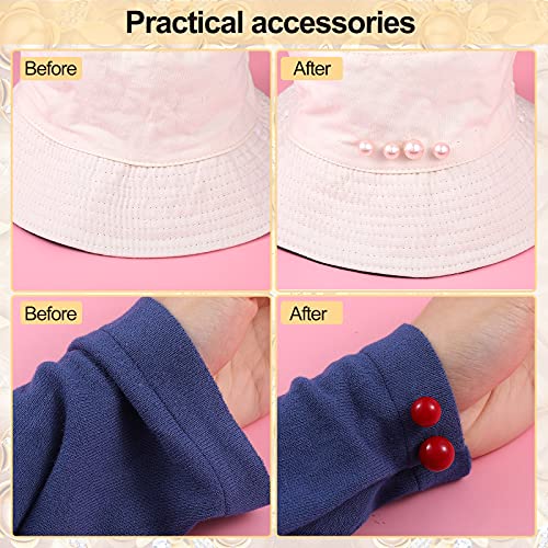 WILLBOND 6 Pcs Artificial Pearl Brooch Pins Sweater Shawl Safety Clips Dress Clips for Women - color: Black, Pink, Red