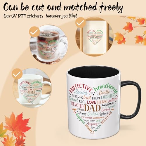 UV DTF Cup Wrap 12 Sheets Daddy Transfer Sticker | High Definition Colors, Strong Adhesion, Cold Transfer Printing, with UV Protective Layer, Wide Pattern Selection - style: Father's Day Daddy Heart