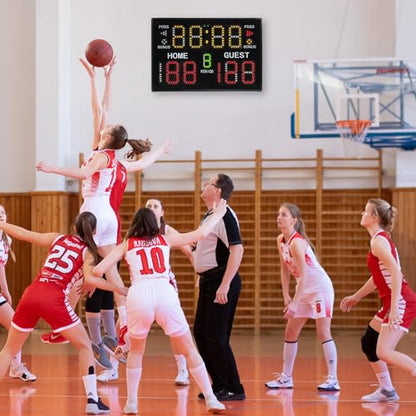 M METERXITY Electronic Basketball Scoreboard, Interval Timer Count Clock Wall Clock Digital with Remote Apply to Indoor Gym Game Fitness