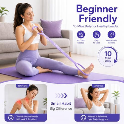 Figure 8 Resistance Bands with Handles for Women and Men, 2pc | Silicone Soft Grips, Non-slip Function, Arm Workout, Yoga Pilates Back Leg Exercise