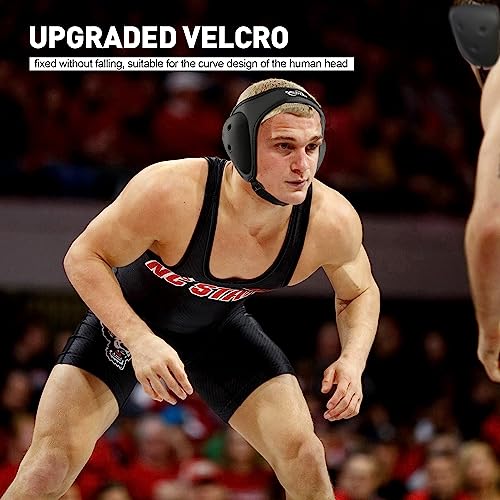 Gelozid Adjustable Wrestling Headgear for BJJ, MMA Grappling and Training, Ear Guard and Cauliflower Protection Helmet - color: Black