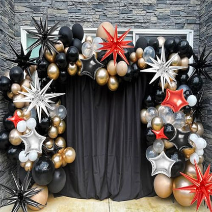 21 Pcs Silver Star Balloons,22/18/10 Inch Star Foil Mylar Balloon - color: Silver Black Red