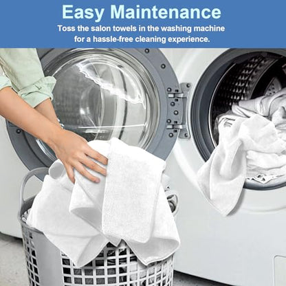 UNIMADE 24 Pack Hand Towels Set - Highly Absorbent and Quick Drying Microfiber Gym Towels, Premium Wash Cloths for Bathroom, Salon, Gym, Shower, Hotel, and Spa - 16x27 inch (White) | Quick Drying Premium Wash Cloths for Bathroom, Salon, Gym, Shower, Hotel