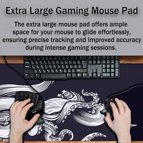 Game Mat Black Gaming Mouse Pad Extra Large Mouse Pads Computer Desk Accessories for Men Computer Mats Mousepad XXL Non-Slip Rubber Base 35.4 X 15.7 for Game Office, Octopus - color: Octopus