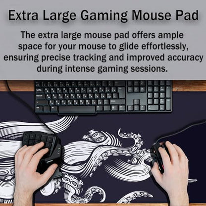 Game Mat Black Gaming Mouse Pad Extra Large Mouse Pads Computer Desk Accessories for Men Computer Mats Mousepad XXL Non-Slip Rubber Base 35.4 X 15.7 for Game Office, Octopus - color: Octopus