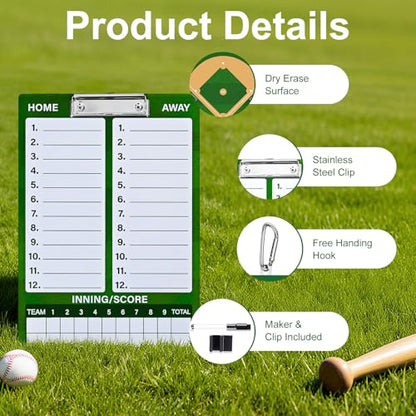 Baseball Lineup Board, Double-Sided Magnetic Coaching Clipboard | Includes dry erase marker for quick adjustments, player organization, and strategy planning during games and practices - style: BaseballBoard-Small