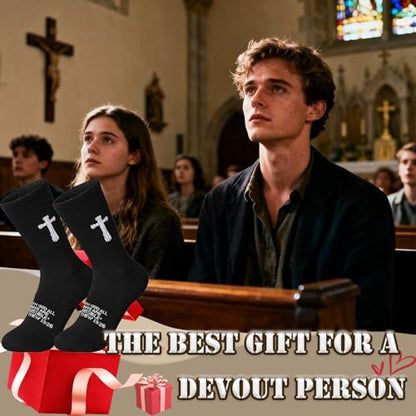 3 Pairs Christian socks Prayer socks Birthday Gifts for Dad,Men Husband Grandp Fathers Day Christmas - color: Matthew 19:26 - Black