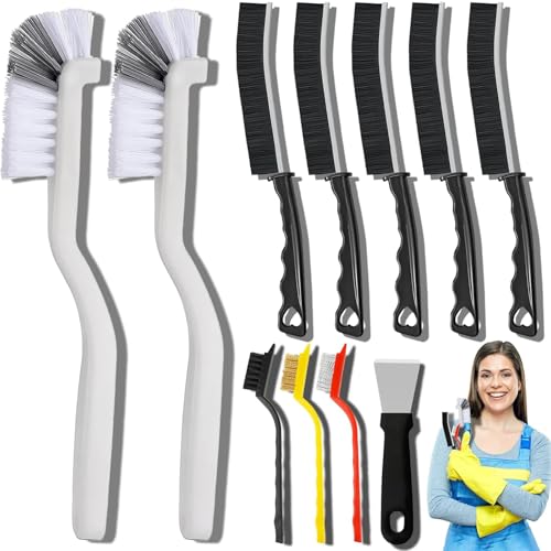 Dfacio 11Pcs Crevice Cleaning Brush Set, Hard Bristle Cleaning Supplies for Kitchen, Bathroom, Corner, Grout, Sink