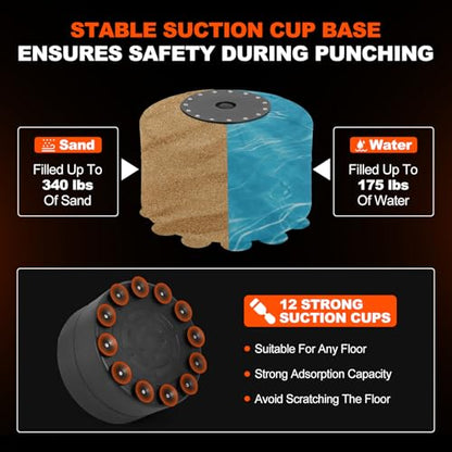 Punching Bag with Stand 5 in 1 Adjustable Height for Adult, Heavy Boxing Bag with 360° Relax Bar, Hitting Target, 2 Speed Bags