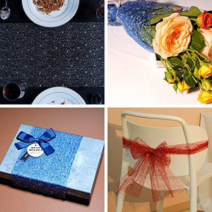 OSVINO Starry Moon Table Runner, Sequin Glitter Mesh for Wedding Party - color: Green