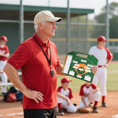 Magnetic Baseball Lineup Board for Dugout, Dry Erase Coach Lineup Board | Double Sided Softball & Baseball Coaching Board Clipboard for Coaches with 40 Lineup Cards, Baseball Accessories - style: Baseball Board