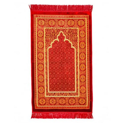 Muslim Prayer Rug, Soft Plush Thin Islamic Prayer Mat, Janamaz, Sajada, Praying Carpet, Islamic Gift for Men & Women, Islamic Mat, Bordeaux, Eid & Ramadan Gift with Prayer Beads, 26x43 inch - color: Bordeaux-pilgrim