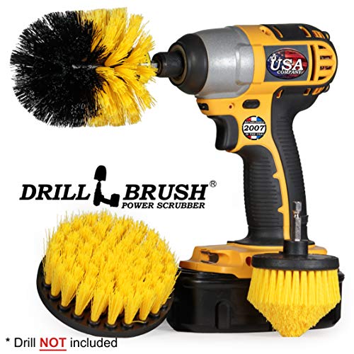 Bathroom Cleaner - Grout Cleaner - Bathroom Scrub Brush - Grout Tile Brush | Toilet Bowl Cleaner - Toilet Brush - Bathroom Drill Brush Set - Toilet Cleaner - Tile Floor Cleaner - Shower Cleaner Drill - color: Yellow