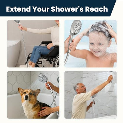 BRIGHT SHOWERS Extra Long Shower Hose 118 Inches – Stainless Steel Handheld Shower Hose with Brass Connectors, Anti-Kink, Leak-Proof, Easy to Install, Fits Most Shower Heads, Brushed Nickel - color: Brushed Nickel, size: 118 Inch