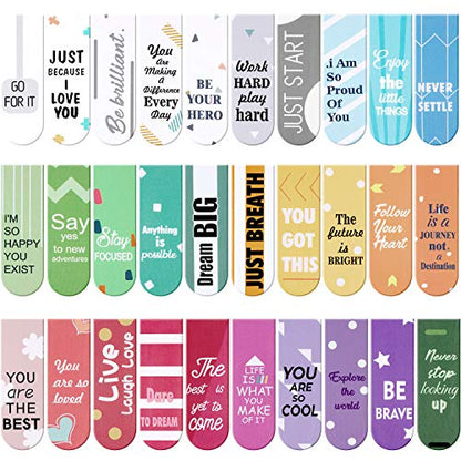 Inspirational Quotes Magnetic Bookmarks Encouraging Bookmarks Clips Magnet Page Markers Positive Magnetic Page Bookmark for Students Teachers School Home Office Supplies(30 Pcs)