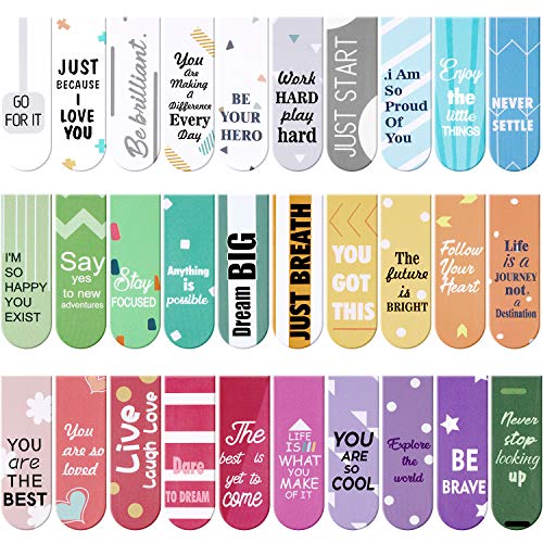 Inspirational Quotes Magnetic Bookmarks Encouraging Bookmarks Clips Magnet Page Markers Positive Magnetic Page Bookmark for Students Teachers School Home Office Supplies(30 Pcs)