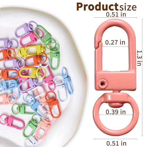 18PCS Colorful Lobster Claw Clasps for Keychains, Metal Keychain Hooks Swivel Snap Clasp Hooks Keychain Clips for DIY Crafts, Jewelry, Bags, Needlework - 1.26x0.48 in