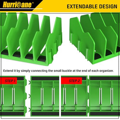 HURRICANE Plier Organizer Rack, 10-Slot Pliers Rack with Non-Slip Rubber Base, Tool Organizer, Tool Drawer Toolbox Storage, Green, Extendable Design, Fit 3” H, 1 Pack - color: green