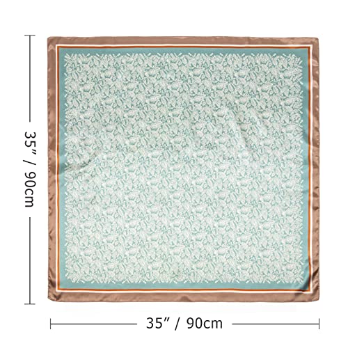 DRESHOW 35” Large Square Satin Head Scarf - 4Pcs Silk Accessories Classic Patterned Squares Beach Bandanas for Women - color: 4 Pcs: Black, Camel, Light Pink, Light Green