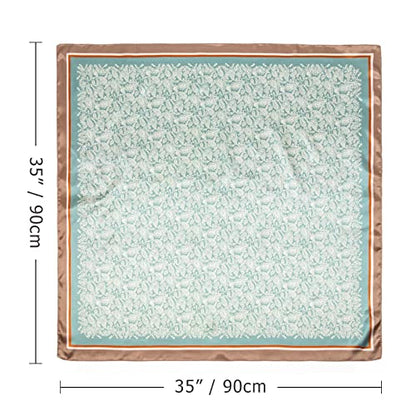 DRESHOW 35” Large Square Satin Head Scarf - 4Pcs Silk Accessories Classic Patterned Squares Beach Bandanas for Women - color: 4 Pcs: Black, Camel, Light Pink, Light Green