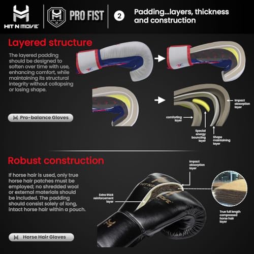 HIT N MOVE All Day Pro Balance Sparring and Bag Boxing Gloves LACE UP, Boxing Gloves Men & Women, Boxing Equipment, Sparring & Bag Gloves for Boxing, Kickboxing, Muay Thai, MMA - color: Blue, size: 16 OZ