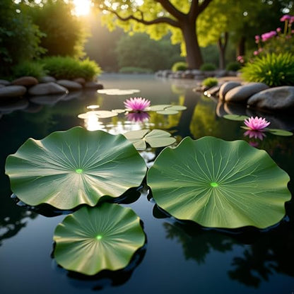 2Pcs 28cm Lily Pads for Ponds, Artificial Floating Lotus Leaves Fake Foliage Plant Garden Pond Pool Decor Artificial Plants and Flowers