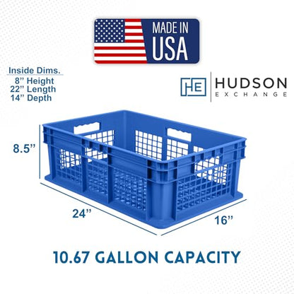 Hudson Exchange 24 x 16 x 8" (2 Pack) Mesh Straight Wall Handled Storage Container Tote, Blue - color: Blue, size: 2 Pack