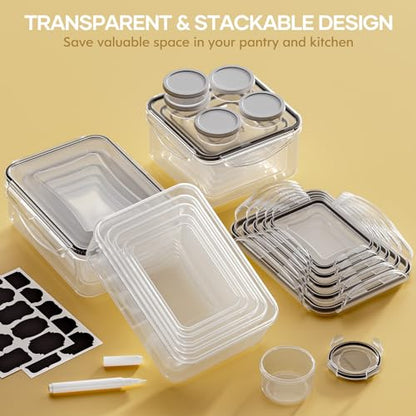 HOMETALL 50 Piece Food Storage Containers with Lids Airtight | 100% Leakproof Plastic Meal-Prep Containers Reusable(25 Containers & 25 Lids),Microwave and Dishwasher Safe - color: Pack of 25