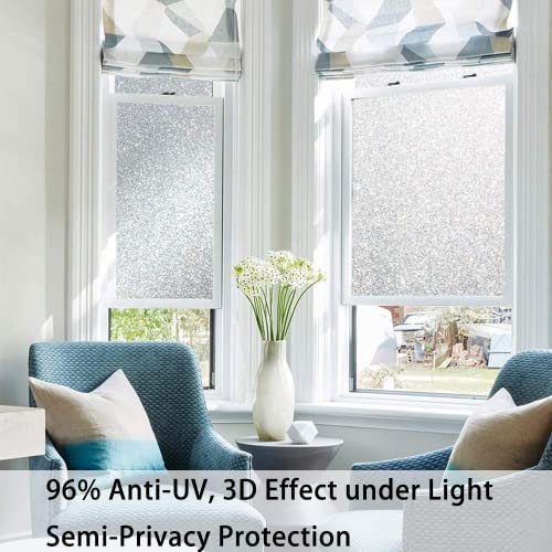 Finnez Frosted Glass Window Privacy Film, Static Cling, 23.6" x 78.7" | UV Block & Heat Control Sticker, Adhesive Free Removable Tint, No Glue Anti-Glare Renter Friendly Coverings for Home Bathroom - color: Crystal, size: 23.6 x 78.7 Inch
