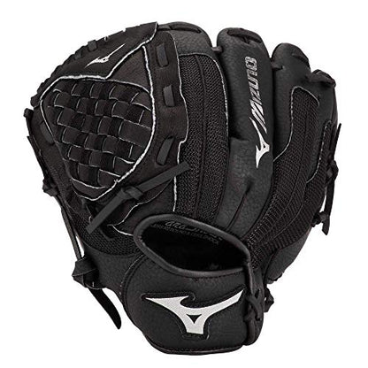 Mizuno Prospect PowerClose Youth Baseball Glove Series I V-Flex Notch I Parashock Palm Pad I Buttersoft Palm Liner - color: Black|Tartan Flex Web, size: 10.5"|All Positions|Ages 7-8