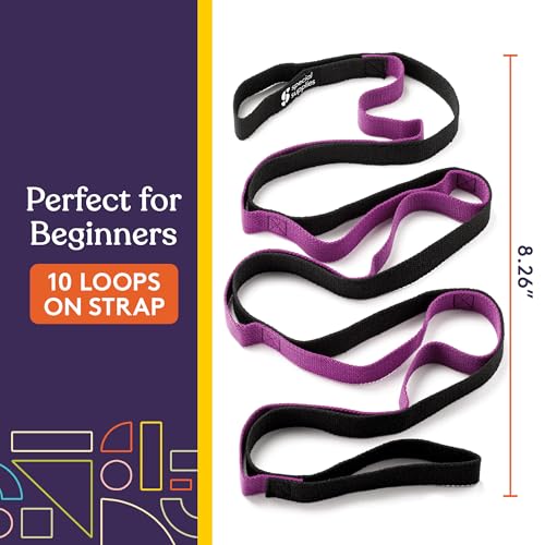 SPECIAL SUPPLIES Yoga Strap for Stretching, Stability Training, Fitness, Flexibility, Physical Therapy, Home Workout Equipment, Strength Training, and Pilates (Purple)