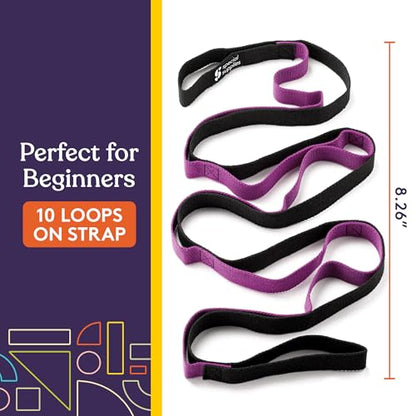 SPECIAL SUPPLIES Yoga Strap for Stretching, Stability Training, Fitness, Flexibility, Physical Therapy, Home Workout Equipment, Strength Training, and Pilates (Purple)