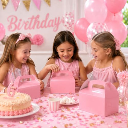 The Dreidel Company Gable Treat Boxes, Party Favors, 6.25" x 3.5" x 3.5" Inch Box, 25-Pack (Shiny Pink) - color: Shiny Pink