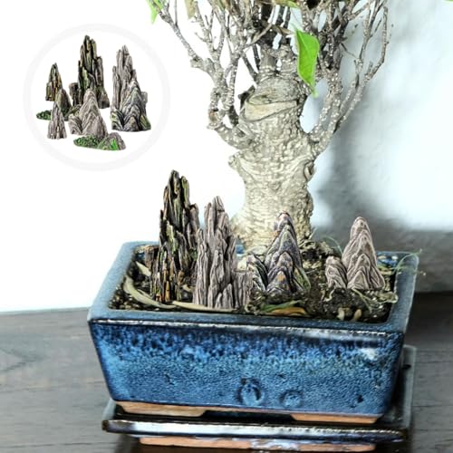 8pcs Mini Resin Rockery Model Garden Decoration Indoor Bonsai Mountain Aquarium Decor Miniature Landscaping Statue for Terrariums and Fairy Gardens