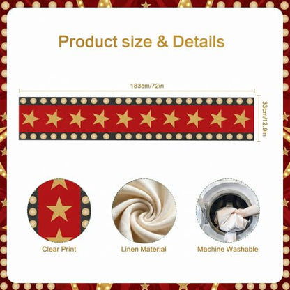 Movie Night Table Runner 13x72 Inch, Hollywood Stars Awards Dresser Scarf - color: Movie Night-2