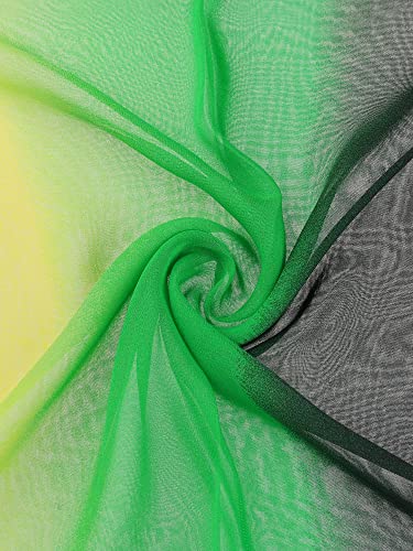 uxcell Women'sChiffon Sheer Long Scarf Silky Gradient Party - color: Yellow Green Black