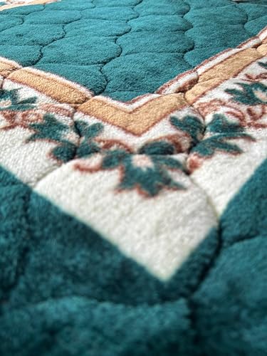 Prayer Rug Muslim Prayer Mat Islamic - Very Thick Prayer Rug Sajadah for Men Women with Islam Prayer Beads for Eid Travel Ramadan, Soft and Luxury (Green) - color: Green